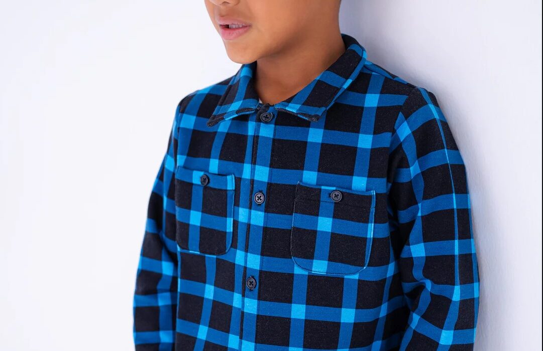 Kids Royal Blue And Black Flannel Shirts