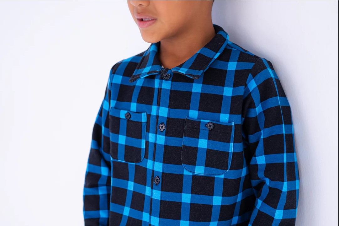 Kids Royal Blue And Black Flannel Shirts