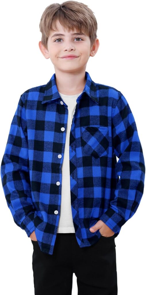 Kids Royal Blue And Black Flannel Shirts