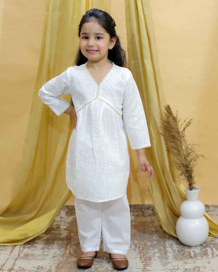 White Kurta Pajama for Girls