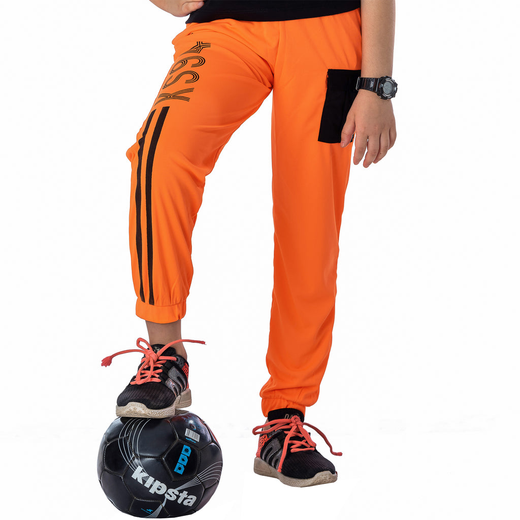 Neon Orange Knit Cargo Joggers: A Bright And Trendy Look for Kids